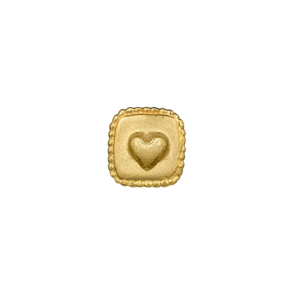 A.M. Square Ex-voto Heart Single Stud Earring Gold