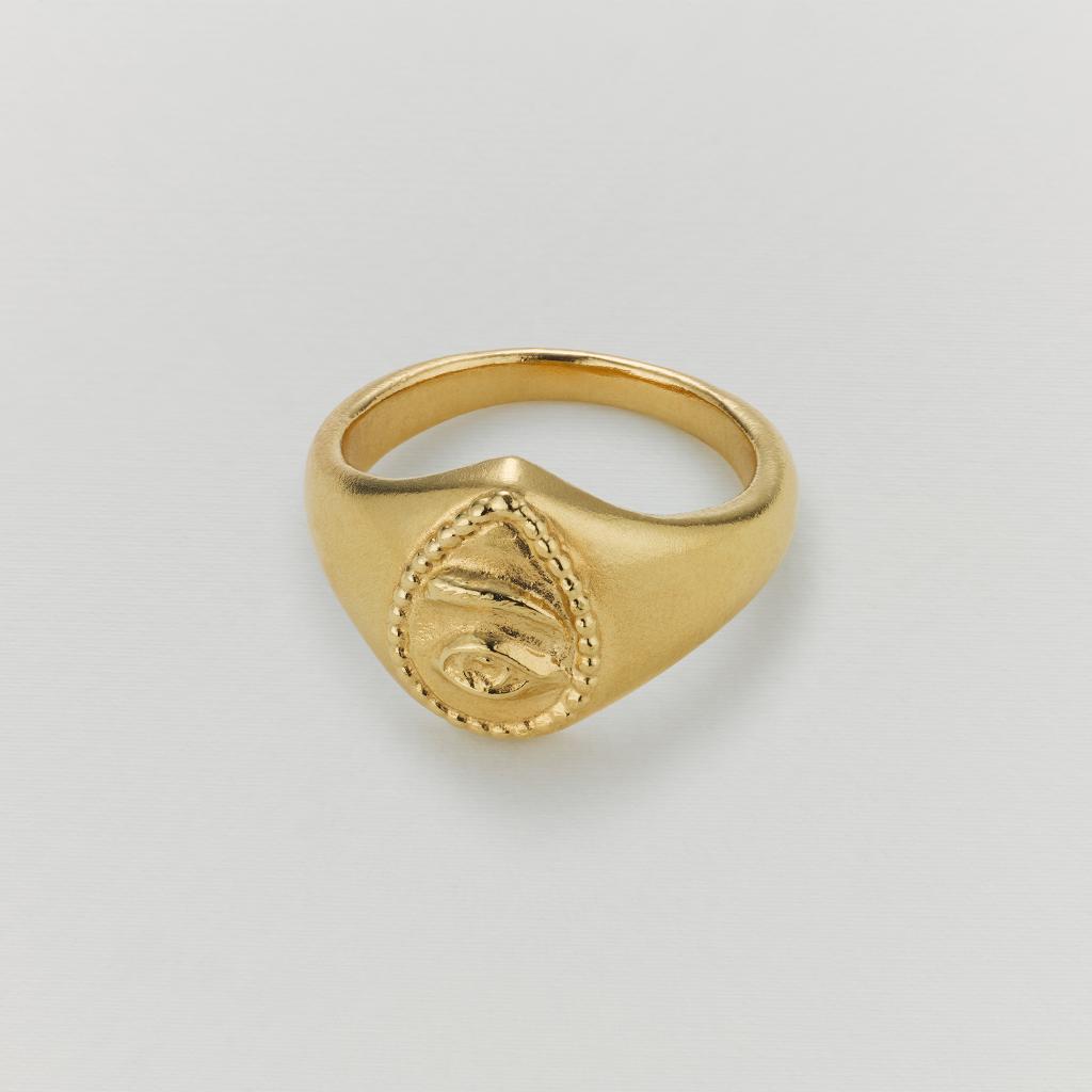 A.M. Sense of Sight Eye Teardrop Signet Ring Gold