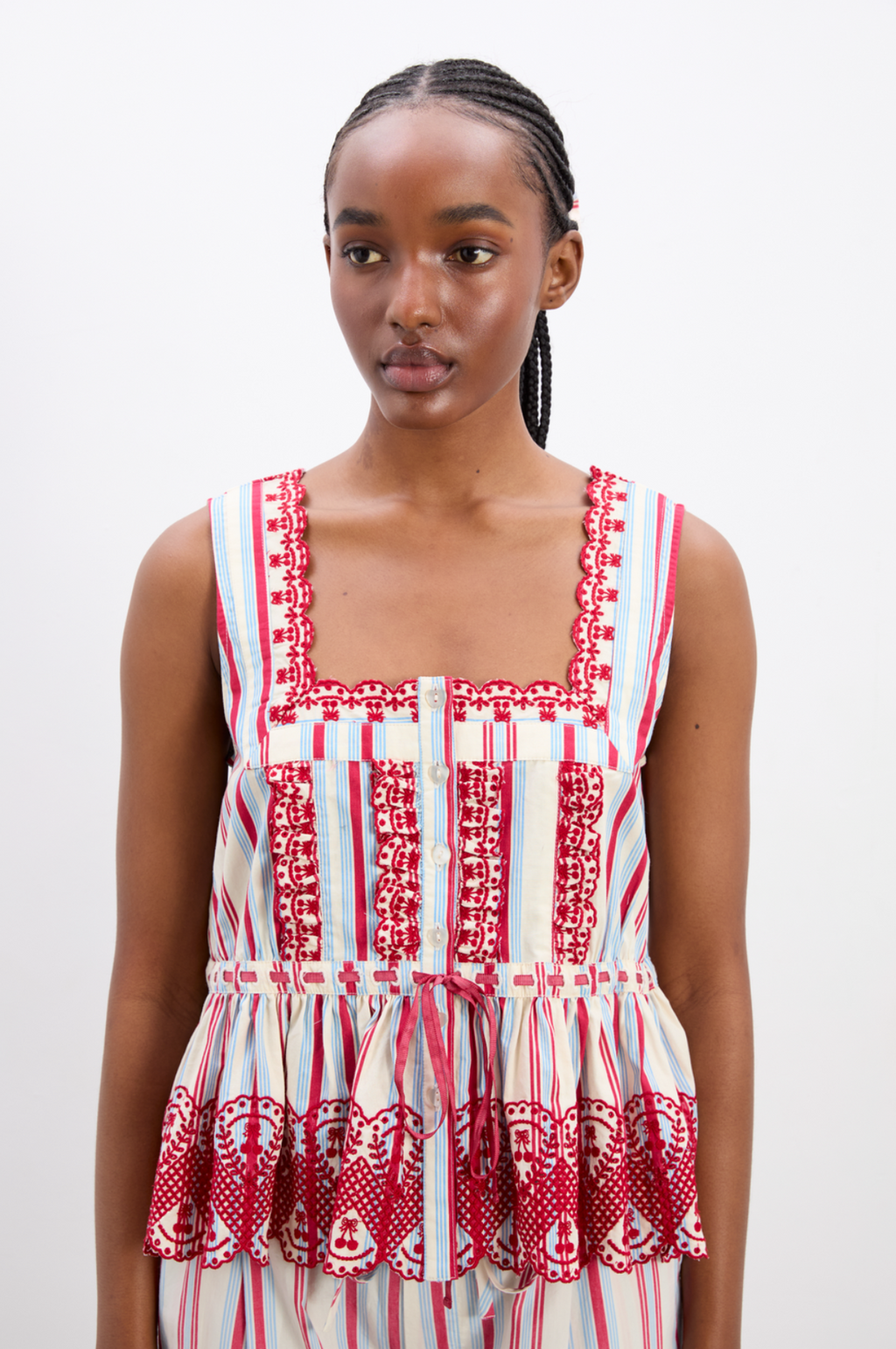 Amaya Blouse Butter Cherry Stripe Multi