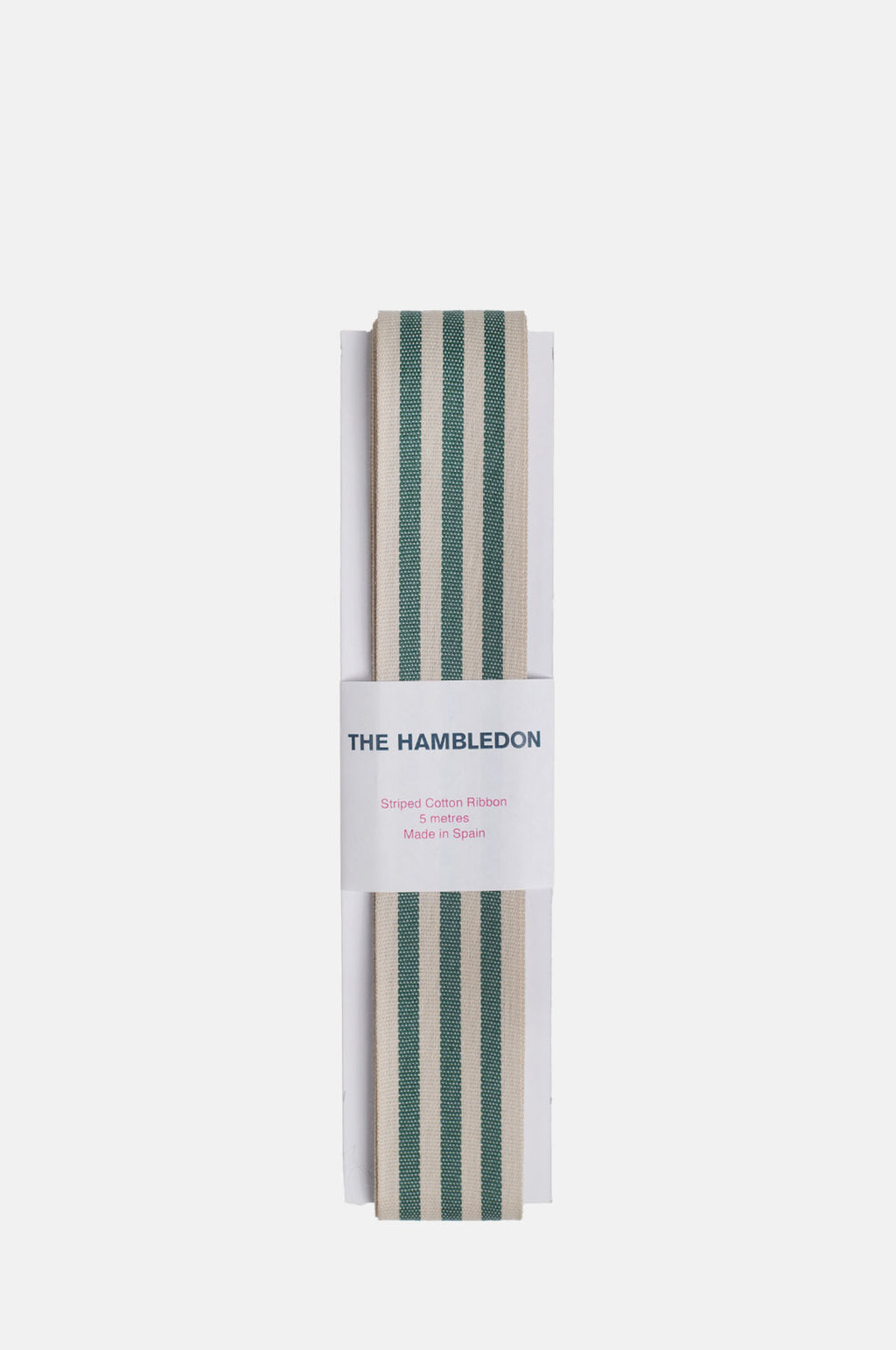 Sand and Forest Green Cotton Stripe Ribbon 35mmx5m.