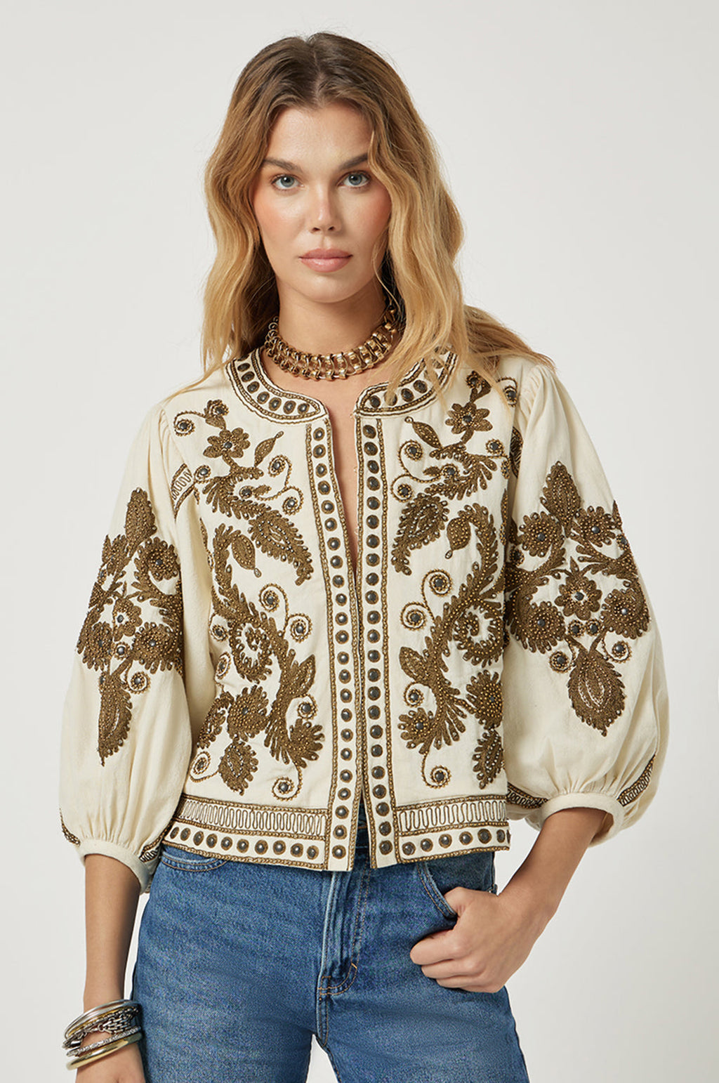 Maris Jacket Vanilla With Olive Green