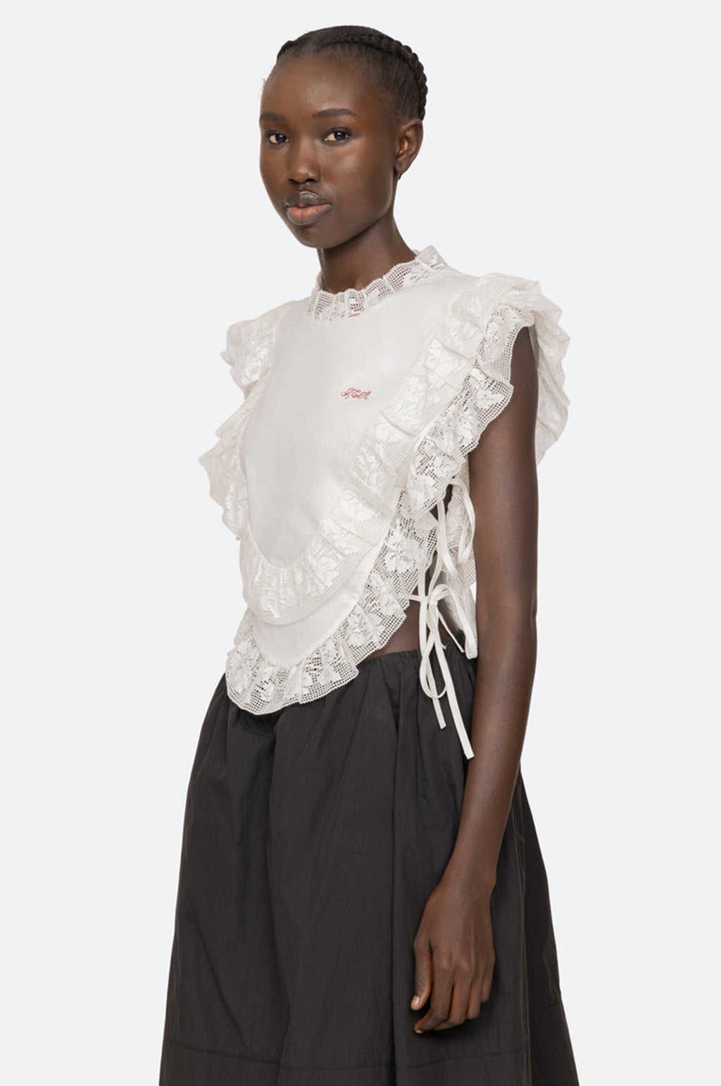 Abelene Solid Side Tie Tank Top White