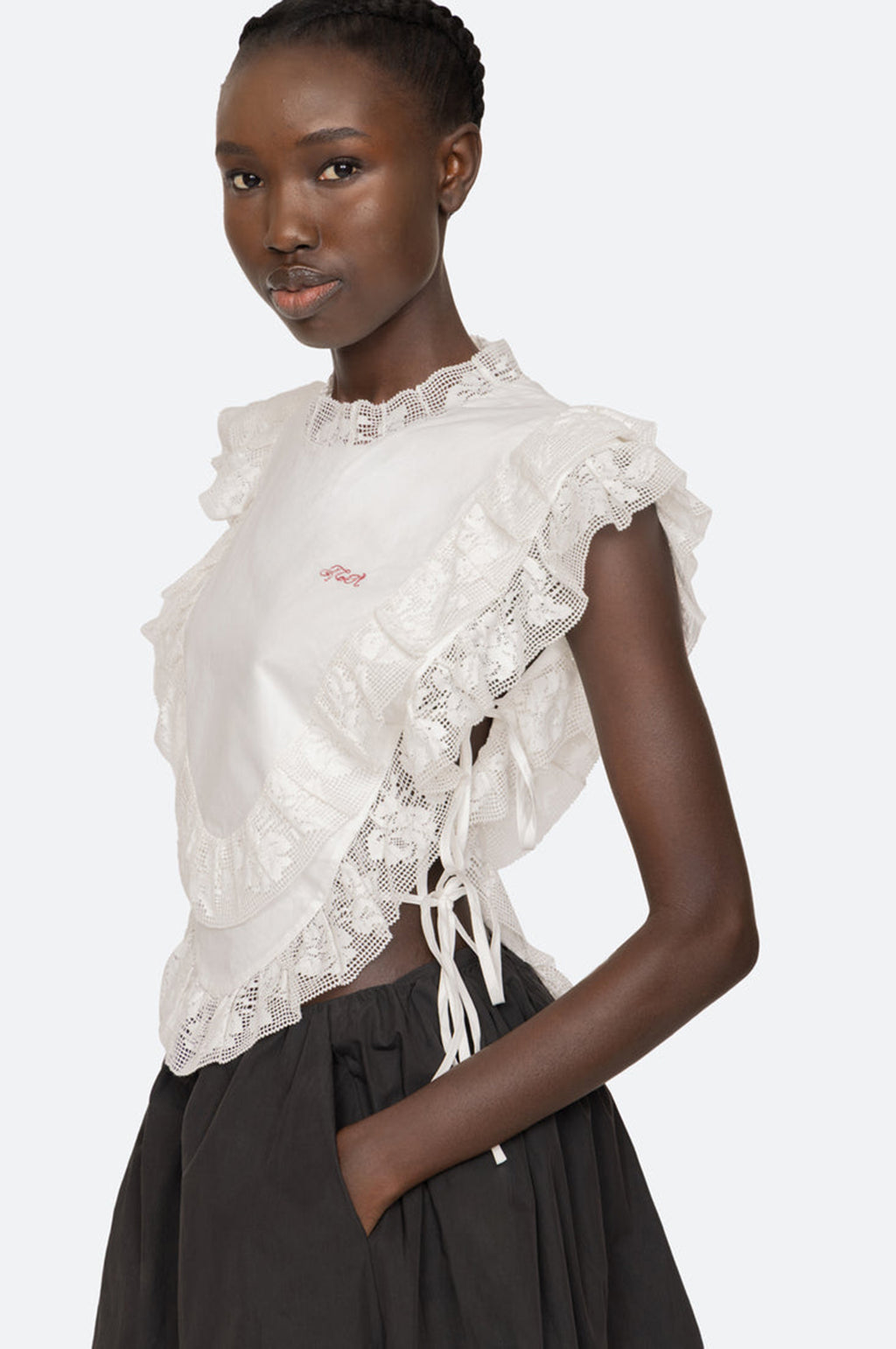 Abelene Solid Side Tie Tank Top White