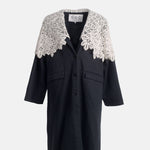 Sea New York Alina Lace Oversized Long Coat Black.