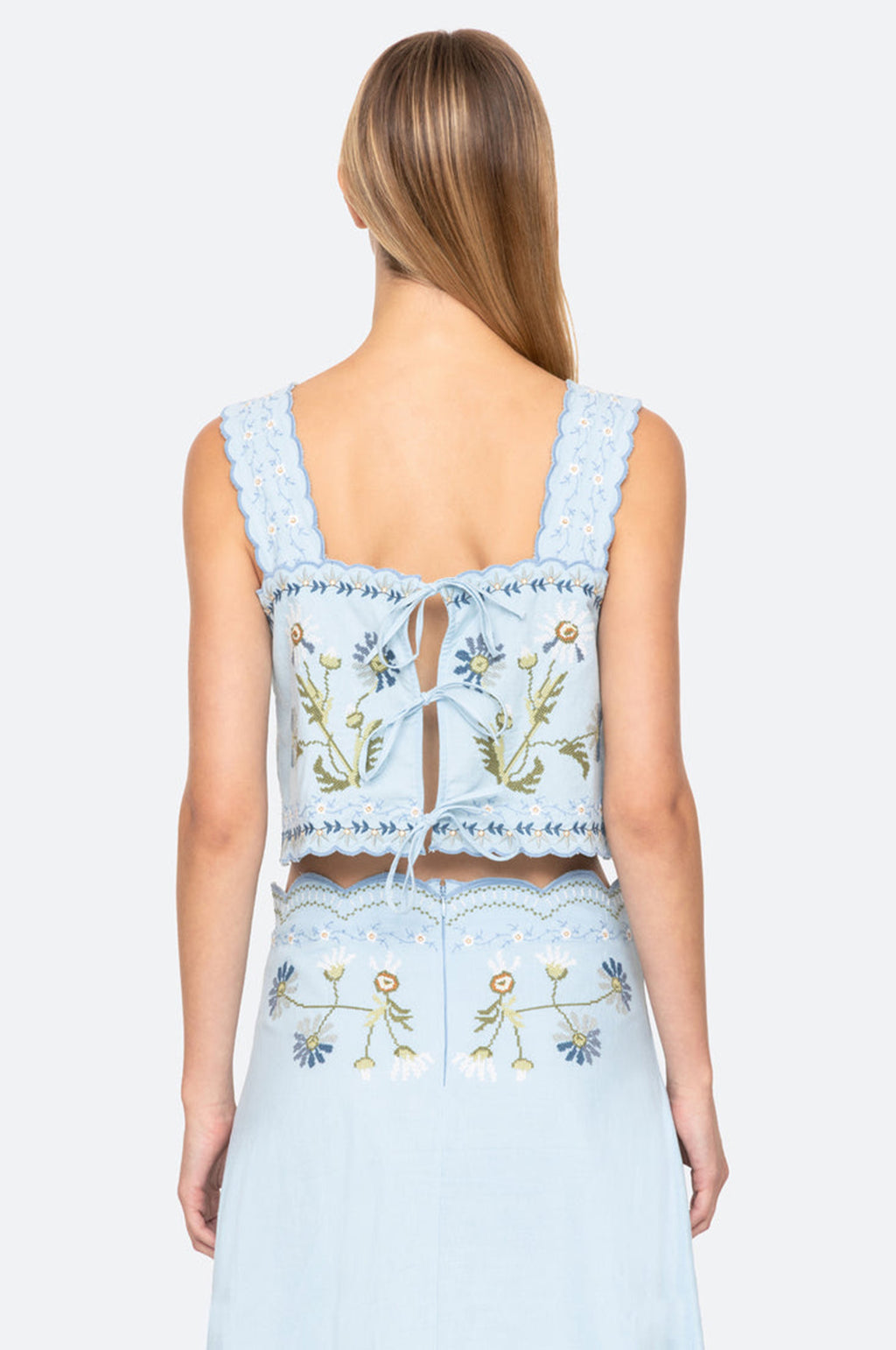 Audra Embroidery Tank Top Blue