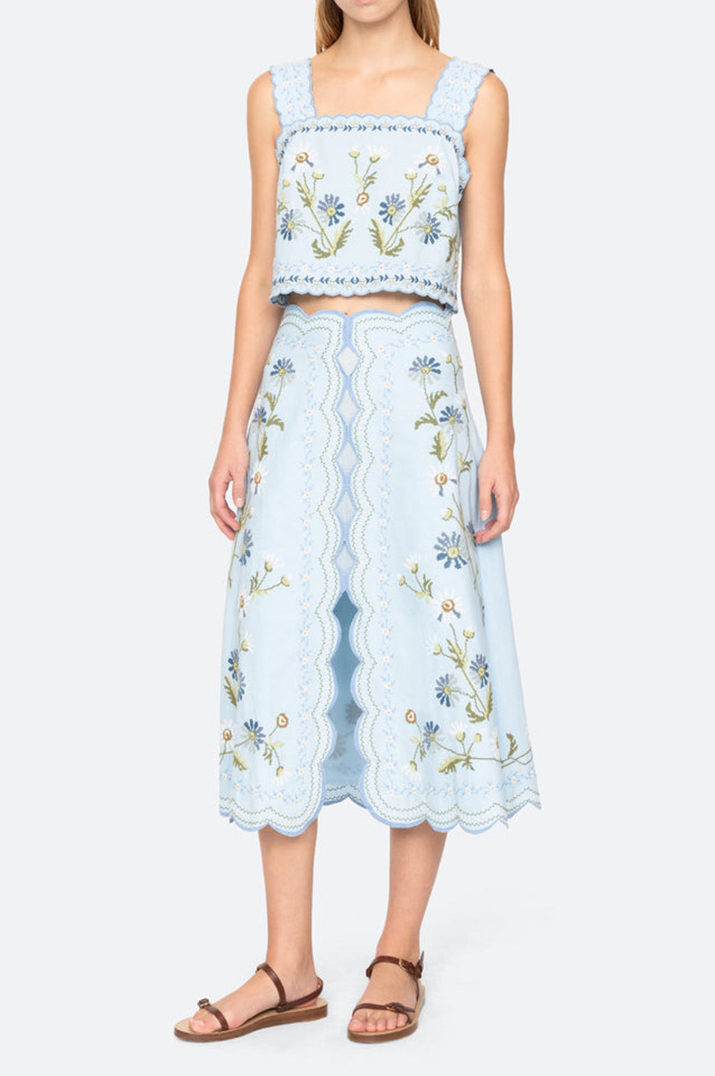 Audra Embroidery Tank Top Blue