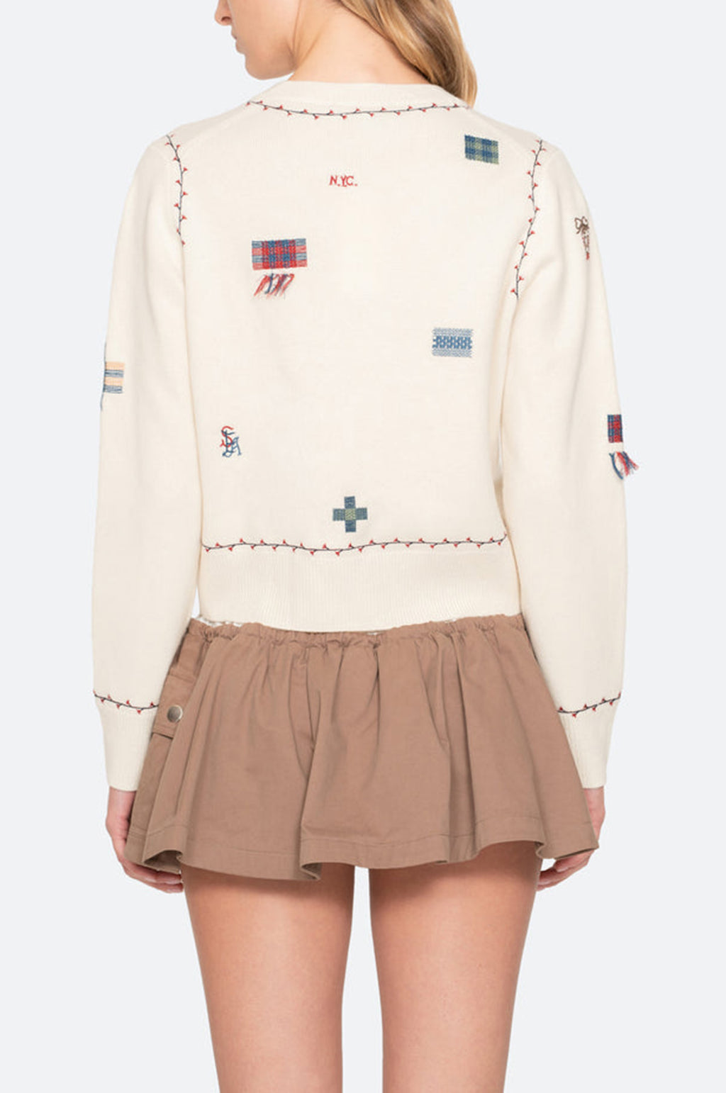 Claira Emb Knit Cardigan Cream