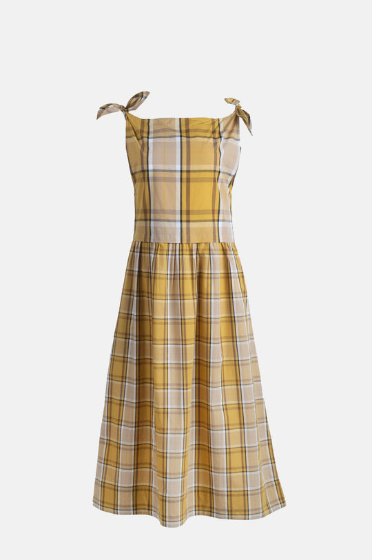 Copeland Plaid Midi Dress Yellow