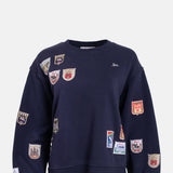 Sea New York Davis Patchwork Crew Neck Sweatshirt Navy.
