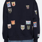 Davis Patchwork Crew Neck Sweatshirt Navy