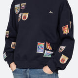 Davis Patchwork Crew Neck Sweatshirt Navy
