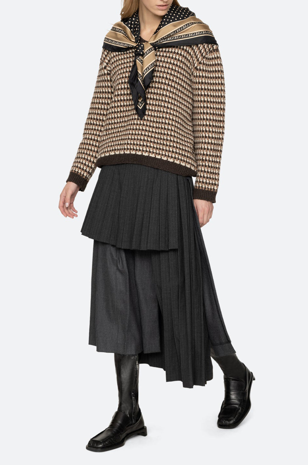 Declan V-Neck Sweater w/Scarf