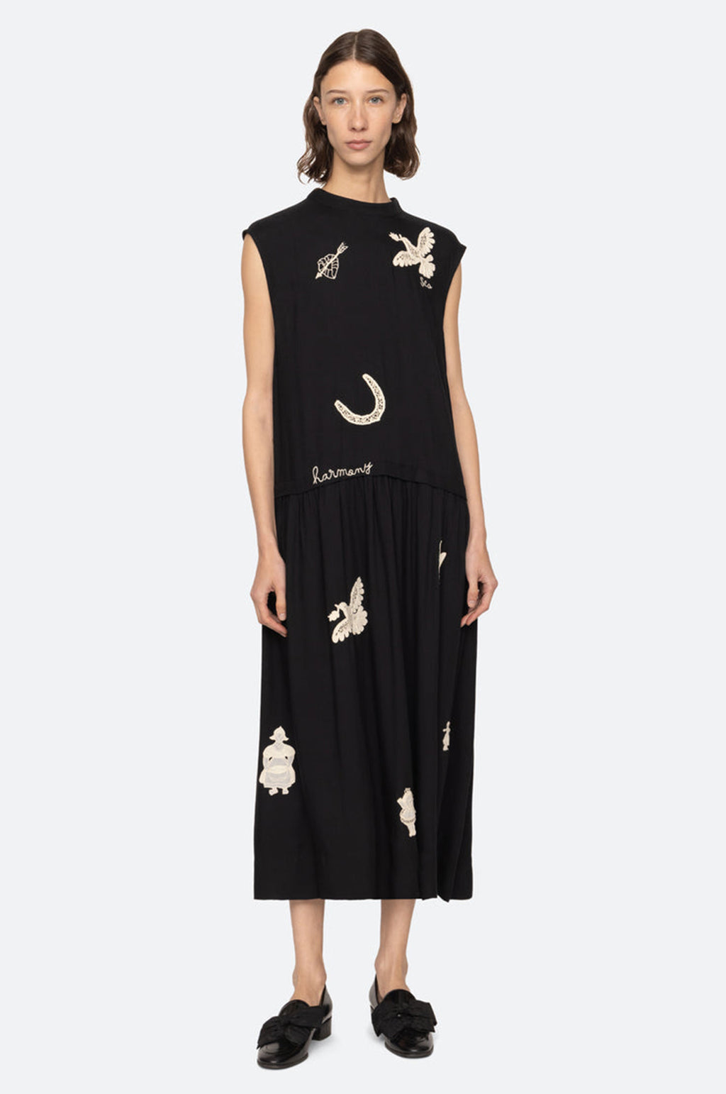 Ellison Solid Tank Midi Dress Black