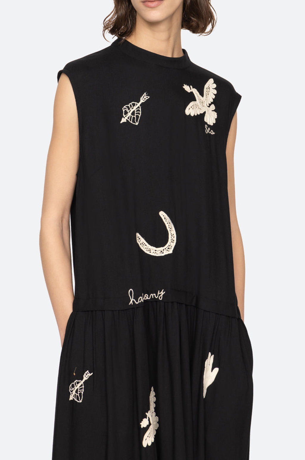 Ellison Solid Tank Midi Dress Black