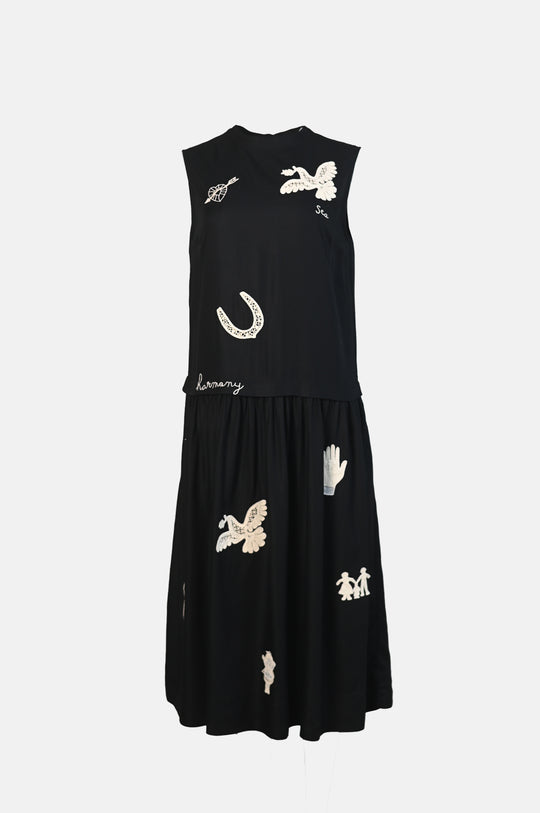 Ellison Solid Tank Midi Dress Black