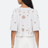 Gardener Emb S/Slv Top White