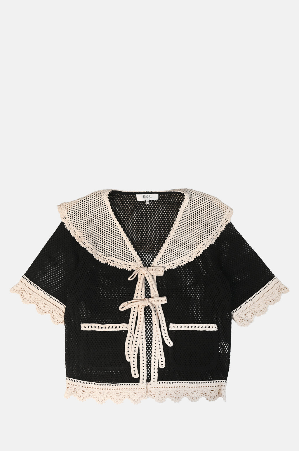 Sea New York Kendall Crcohet Tie Front Top Black.