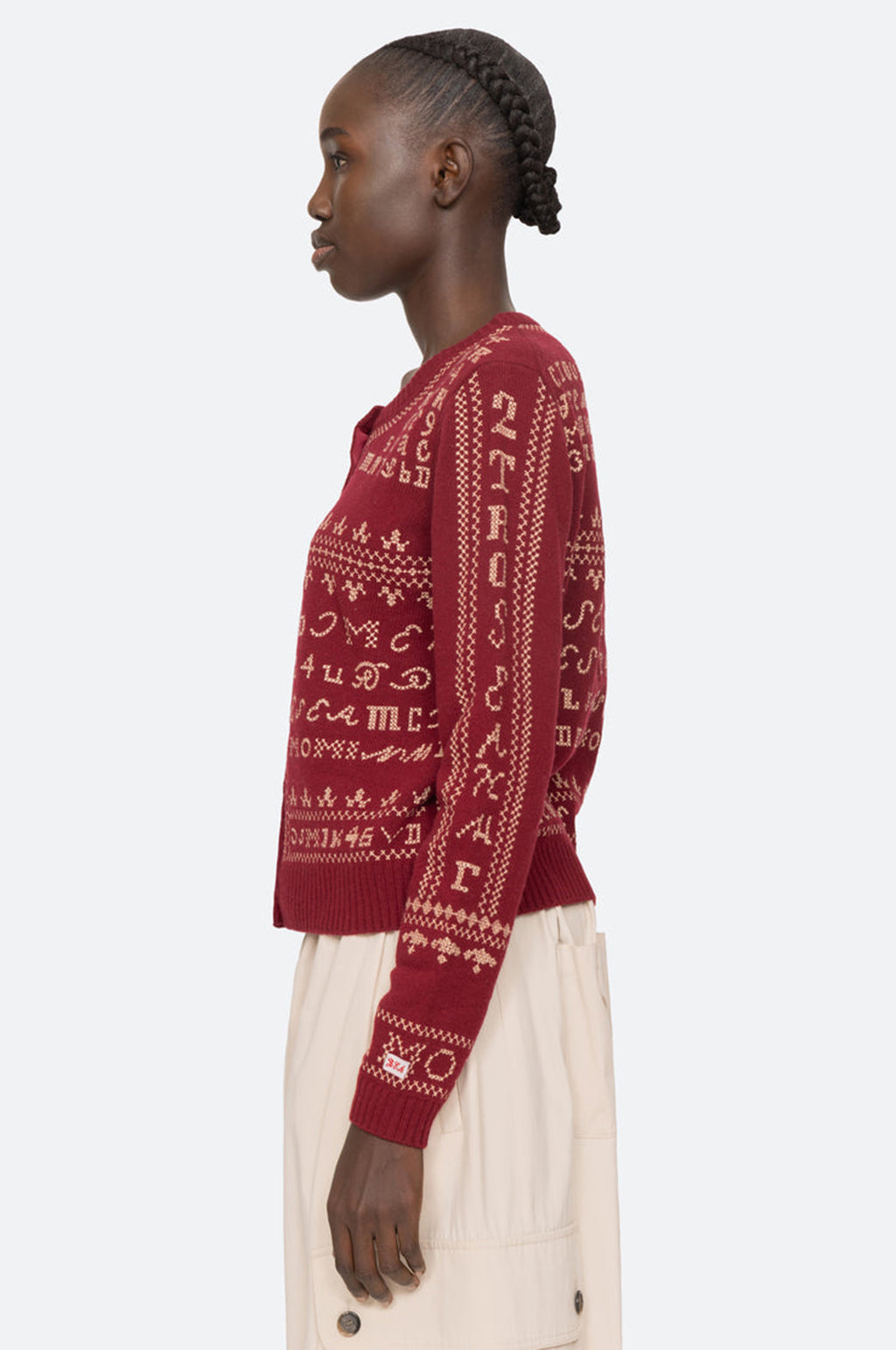 Kit Embroidery Cardigan Burgundy