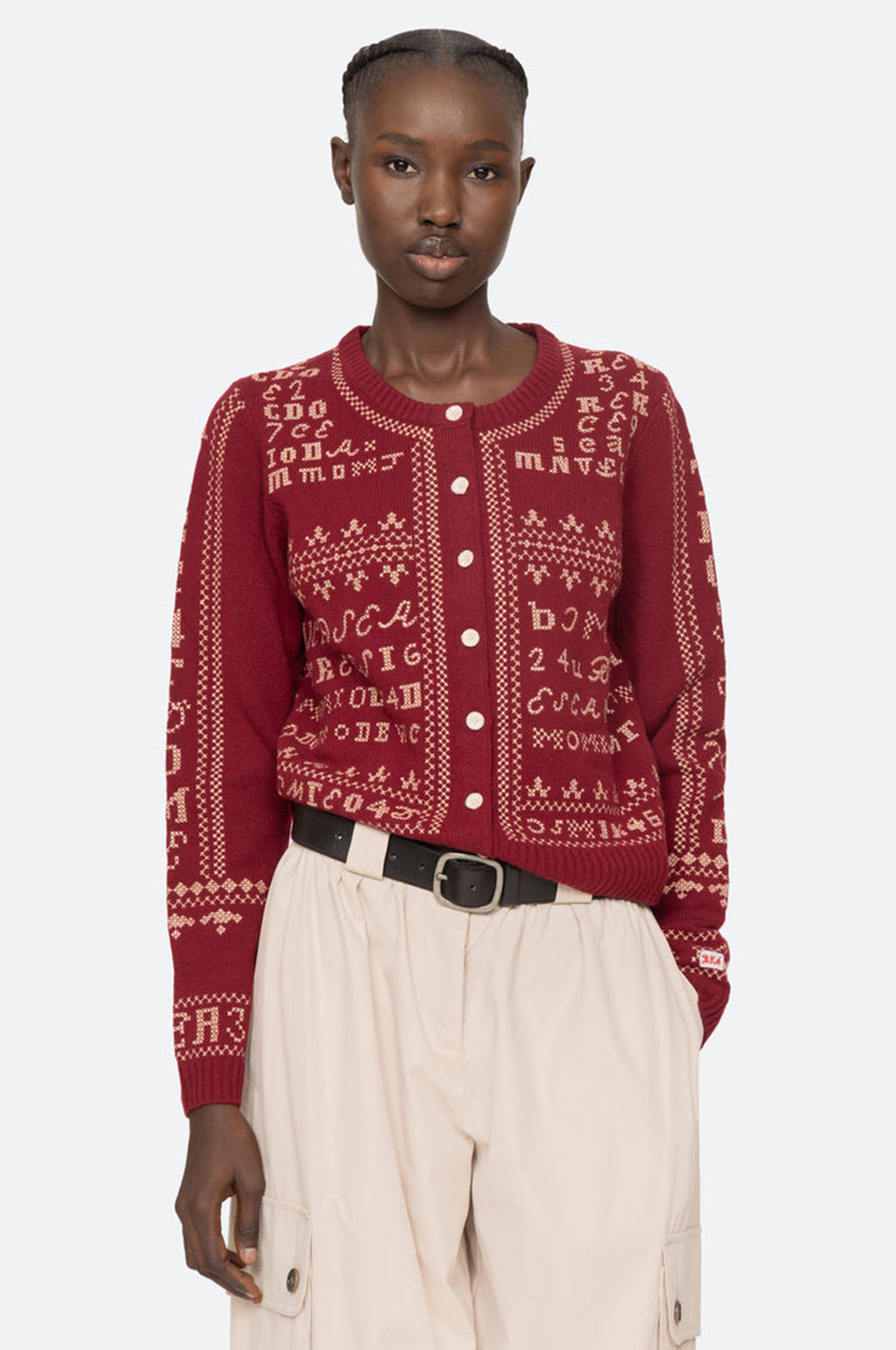 Kit Embroidery Cardigan Burgundy