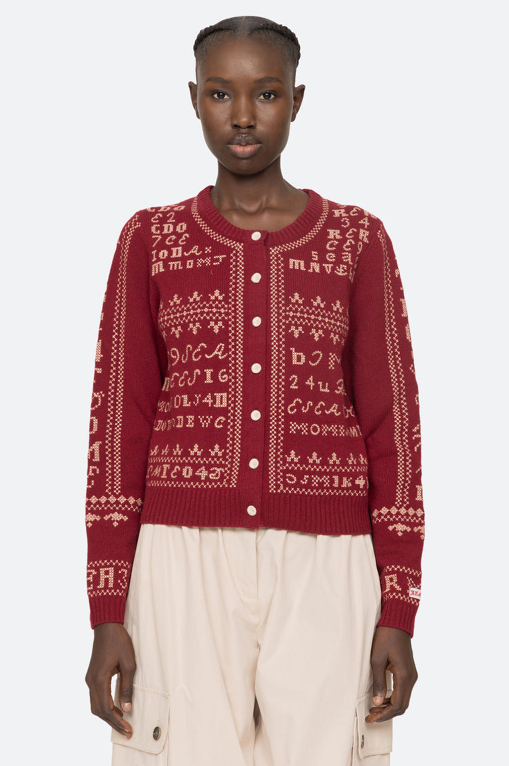 Kit Embroidery Cardigan Burgundy