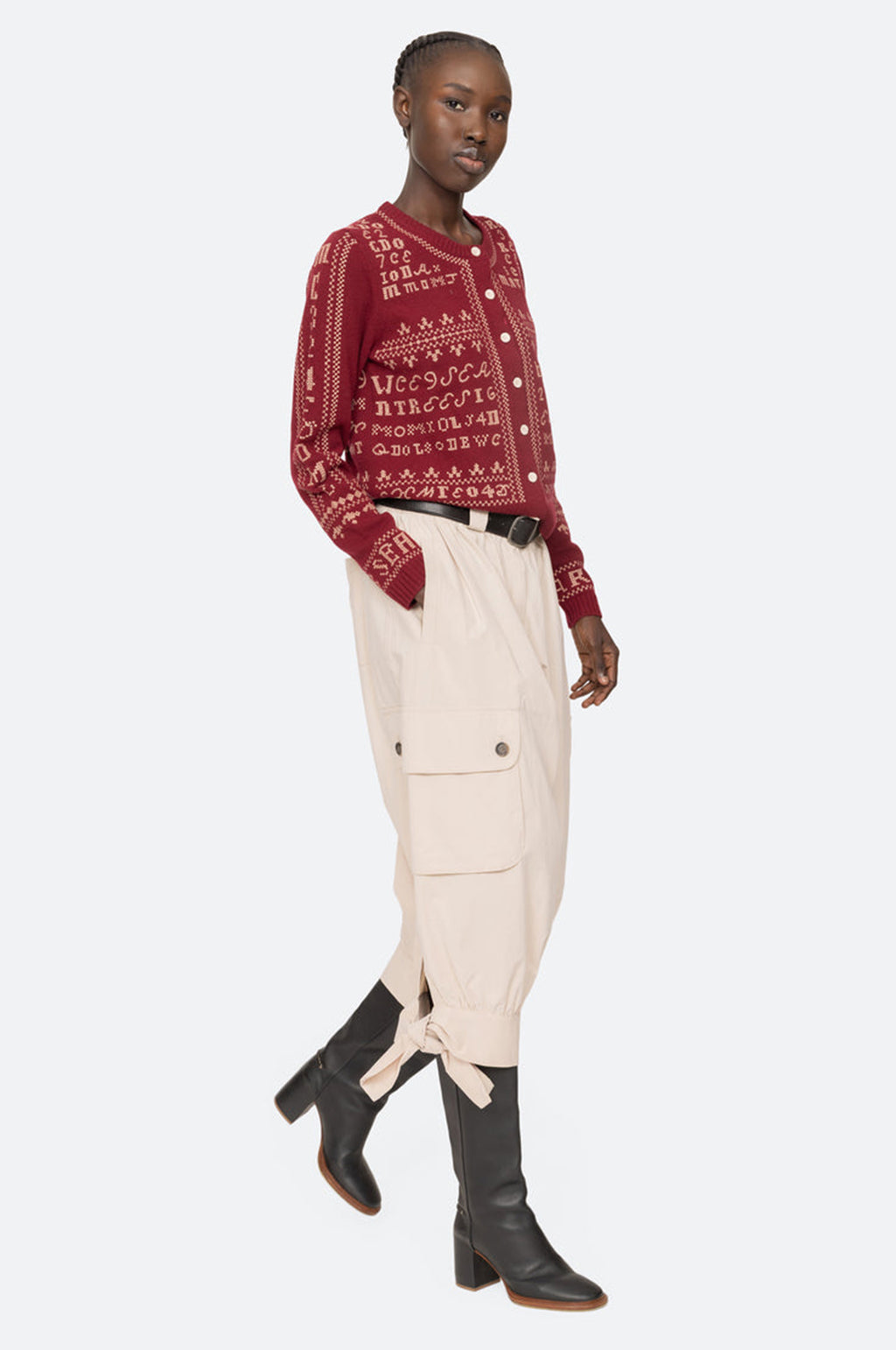 Kit Embroidery Cardigan Burgundy