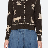 Margeurite Lace Patch L/Slv Cardigan Coffee