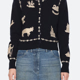 Margeurite Lace Patch L/Slv Cardigan Navy