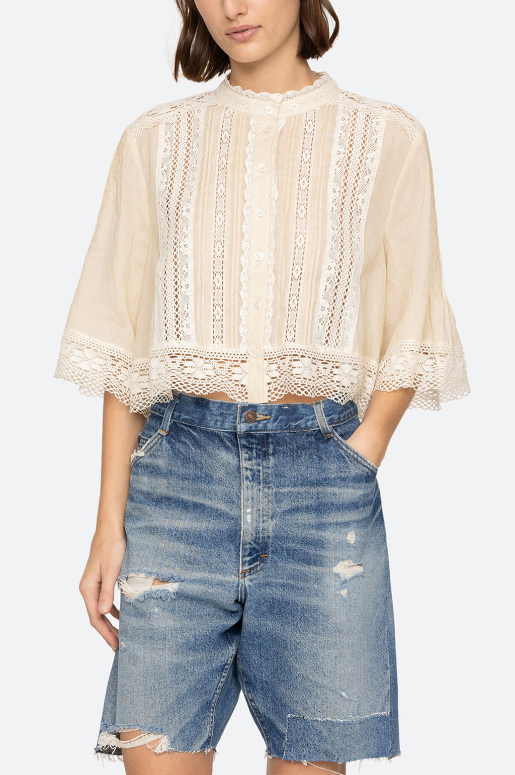 Pippa Solid S/Slv Top Cream