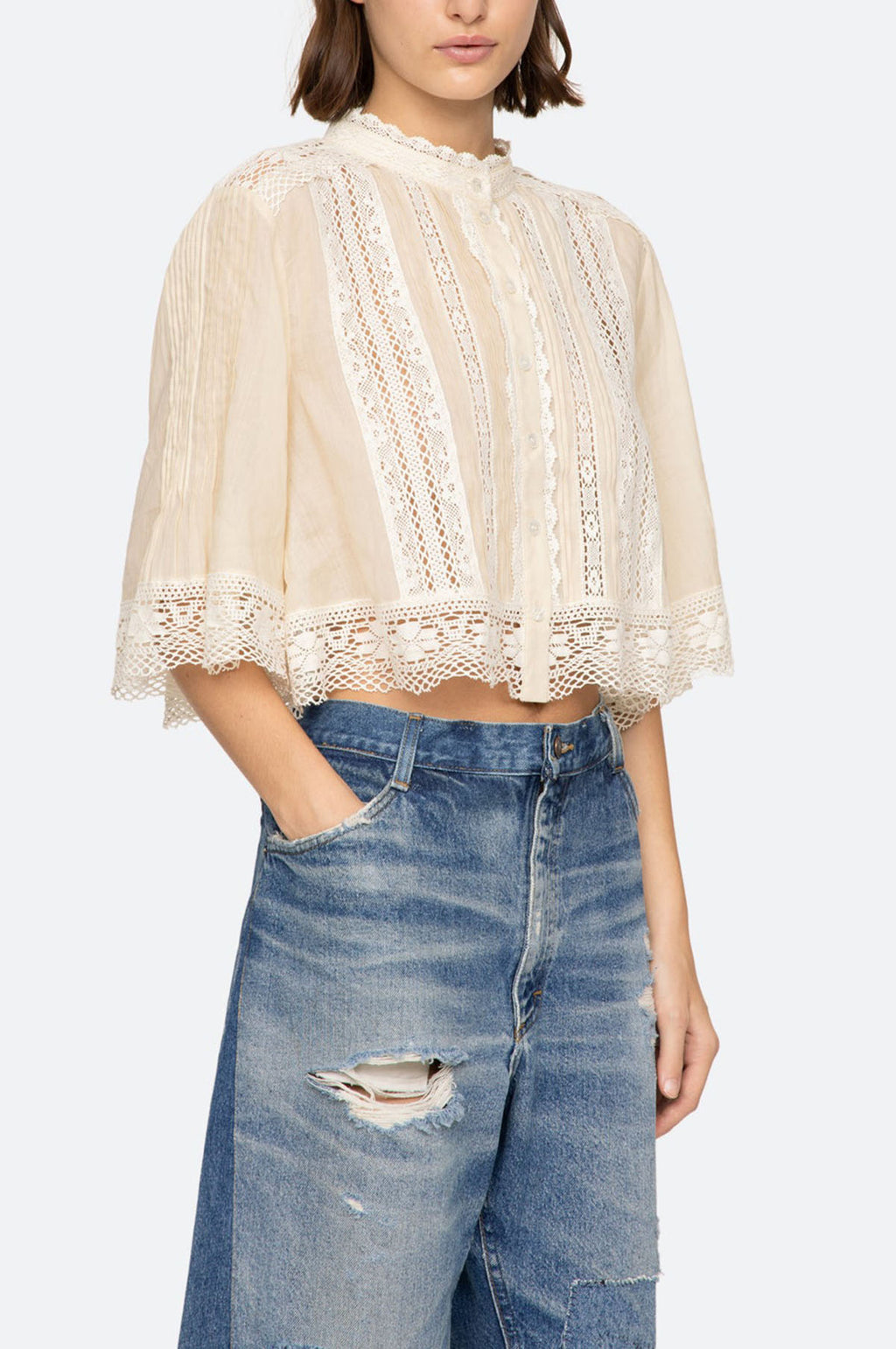 Pippa Solid S/Slv Top Cream