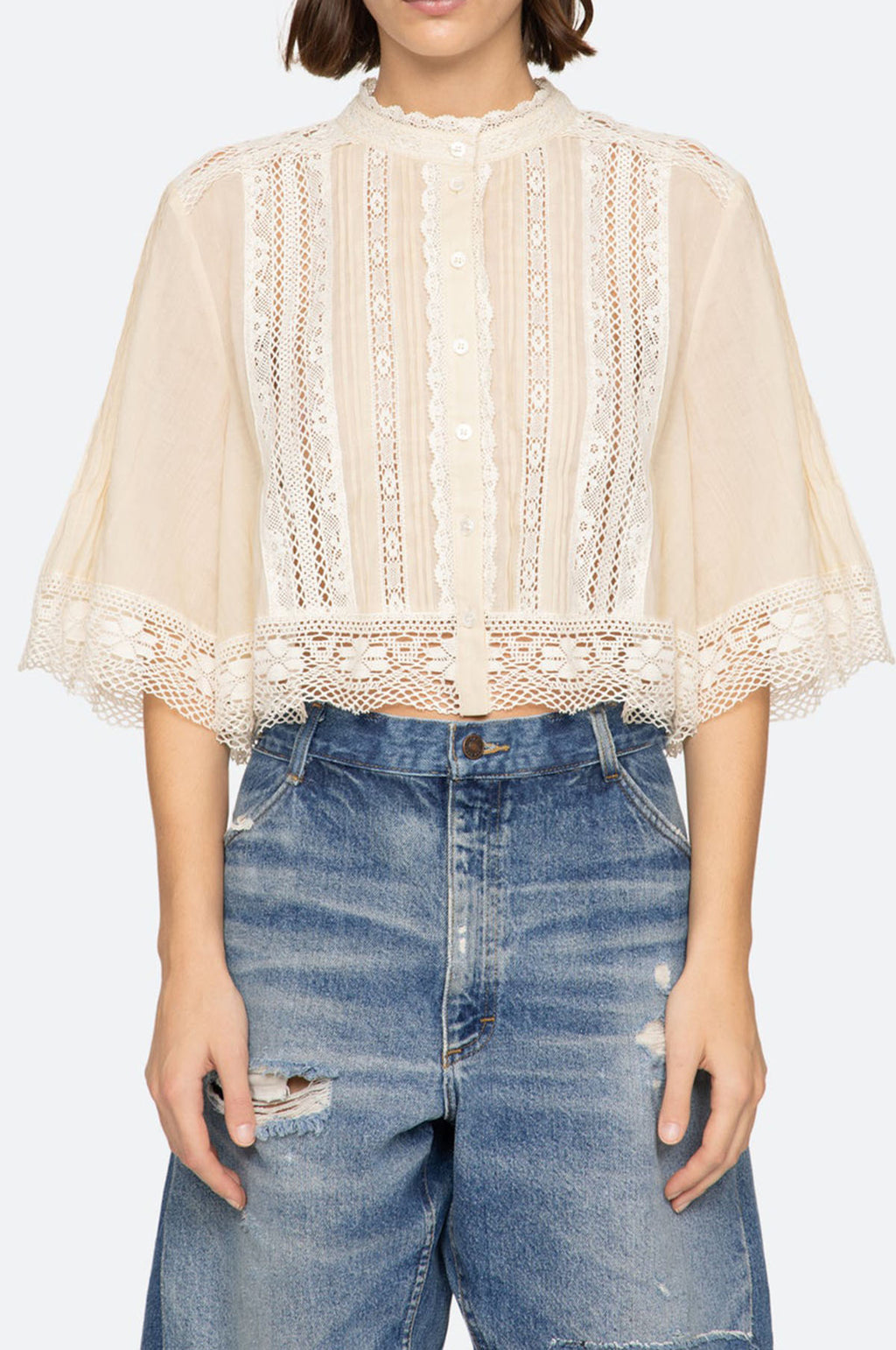 Pippa Solid S/Slv Top Cream