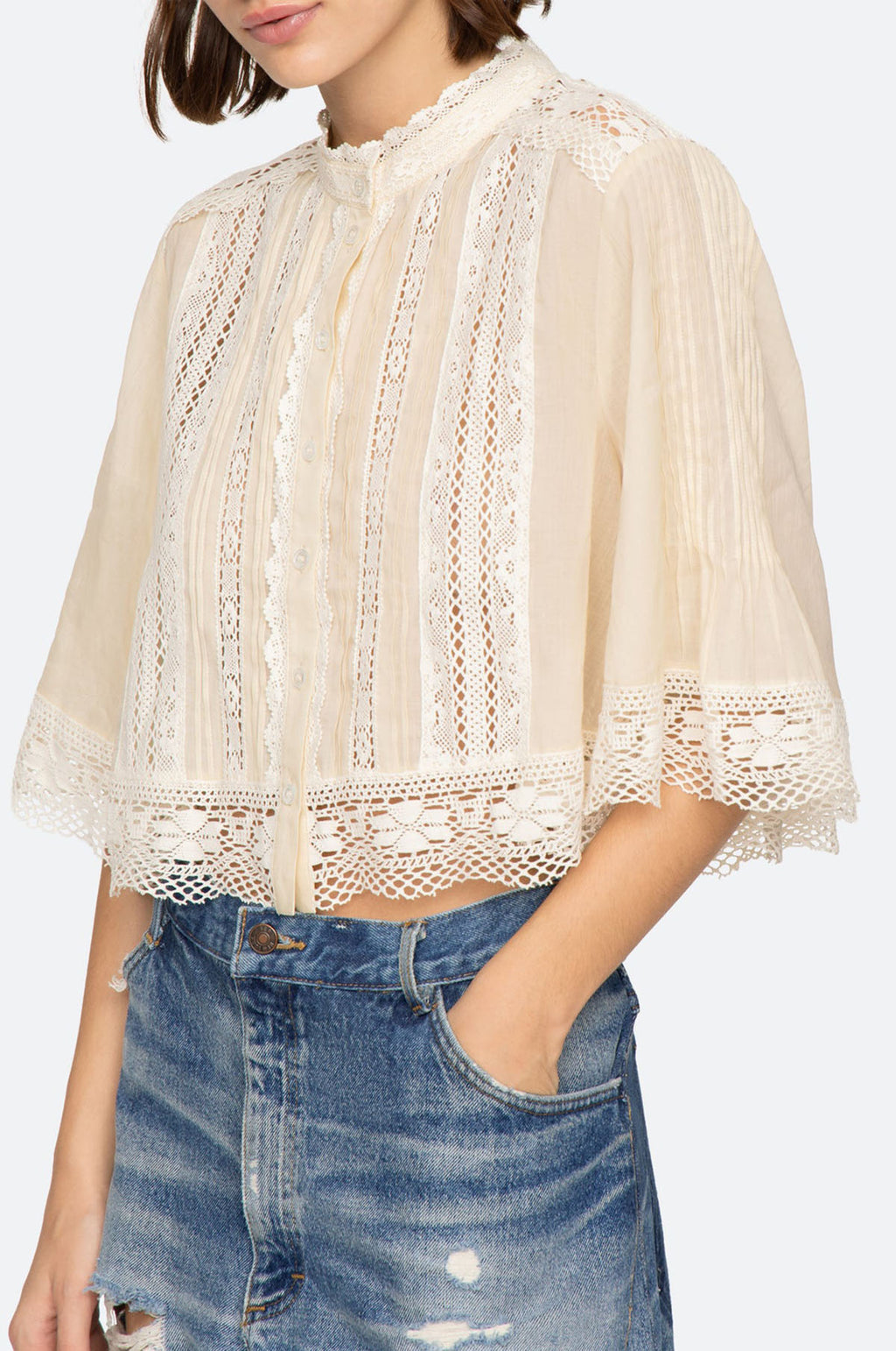 Pippa Solid S/Slv Top Cream