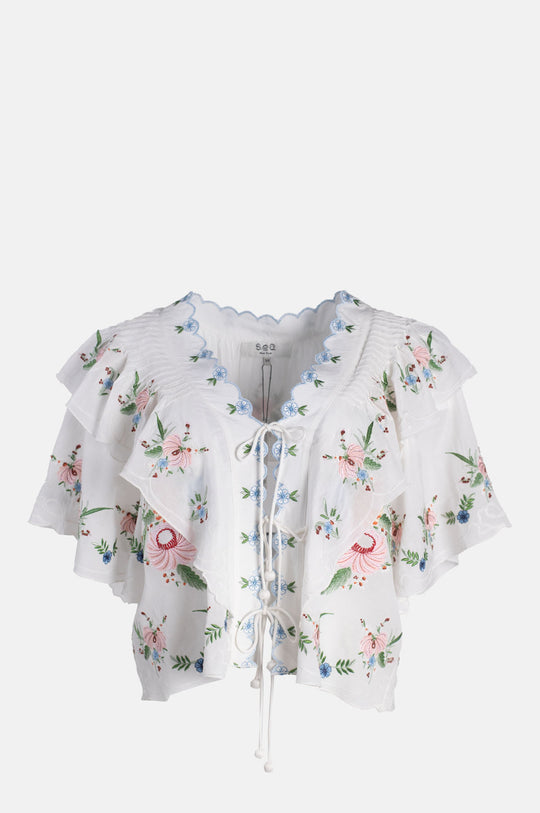 Serafina Embroidery S/Slv Top Cream