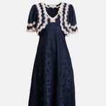 Sea New York Shay Lace Cape Midi Dress Navy.