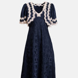 Sea New York Shay Lace Cape Midi Dress Navy.