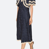 Shay Lace Cape Midi Dress Navy