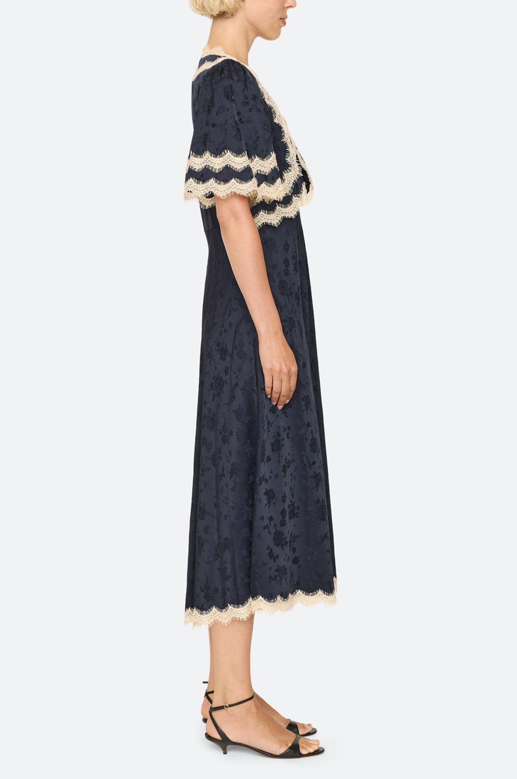 Shay Lace Cape Midi Dress Navy