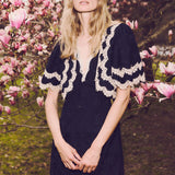 Shay Lace Cape Midi Dress Navy