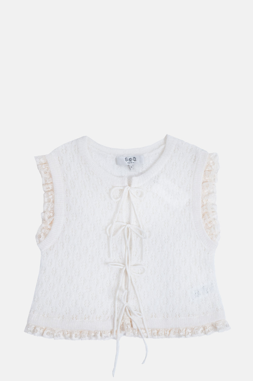 Sea New York Teagan Knit Combo Vest Cream.