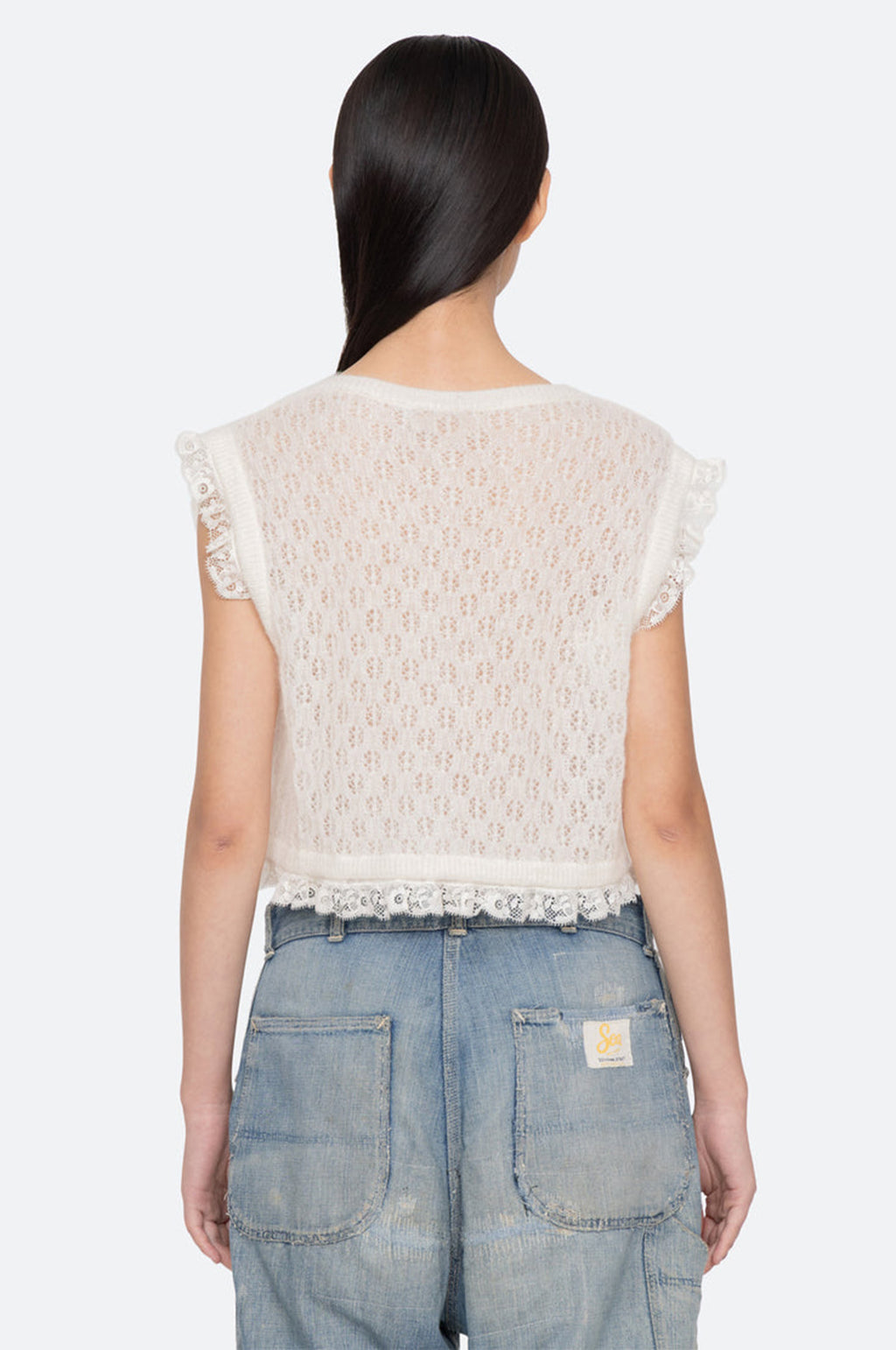 Teagan Knit Combo Vest Cream