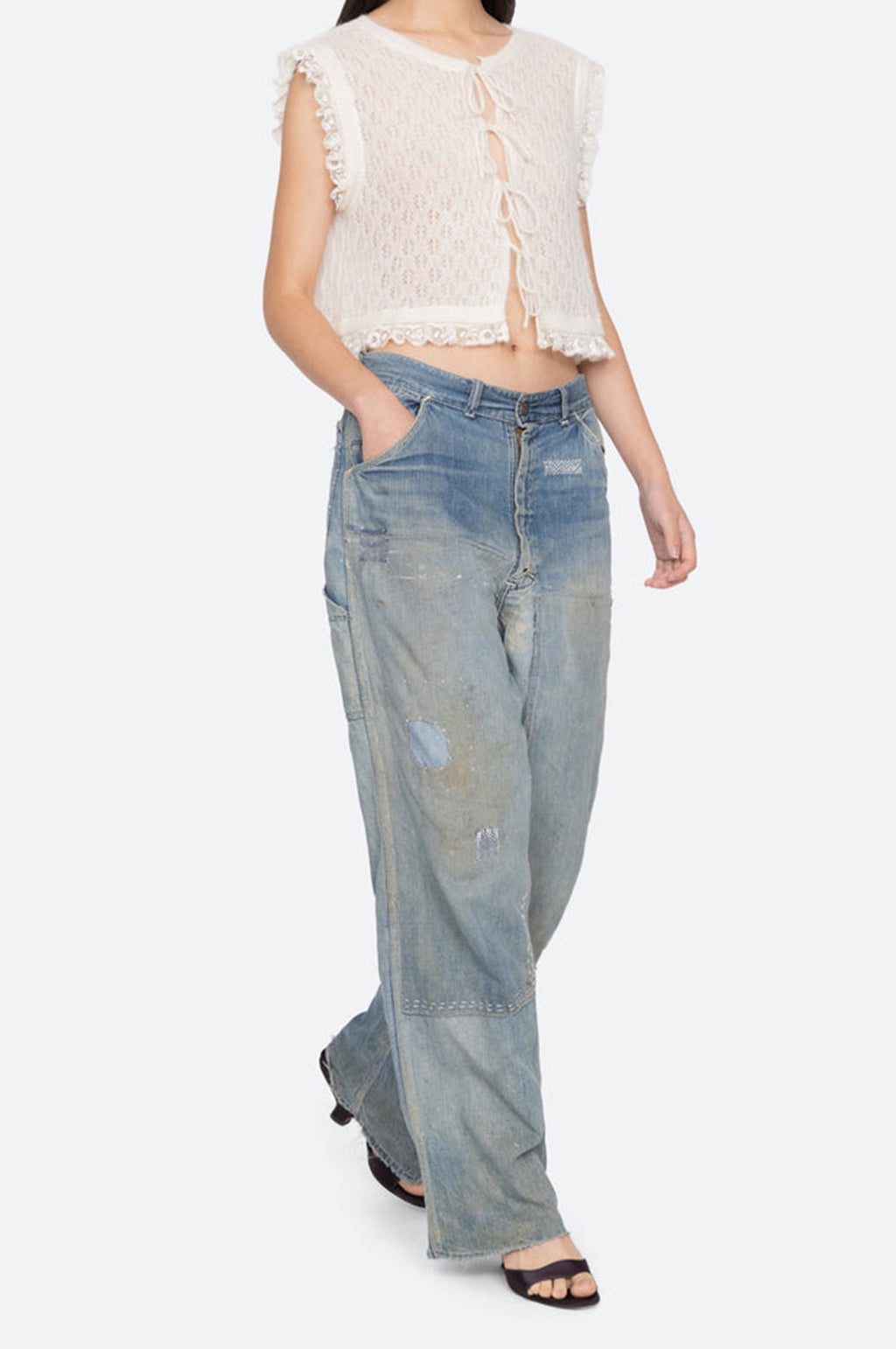 Teagan Knit Combo Vest Cream