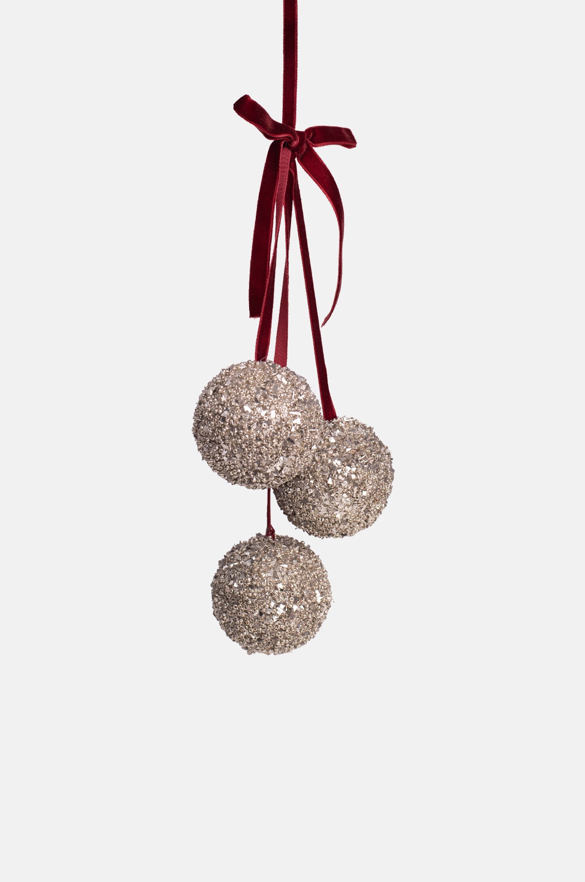 Shishi Silver Glitter Ball Bundle Burgundy Velvet.