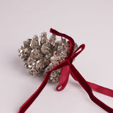 Silver Glitter Cone Ornament Burgundy Velvet