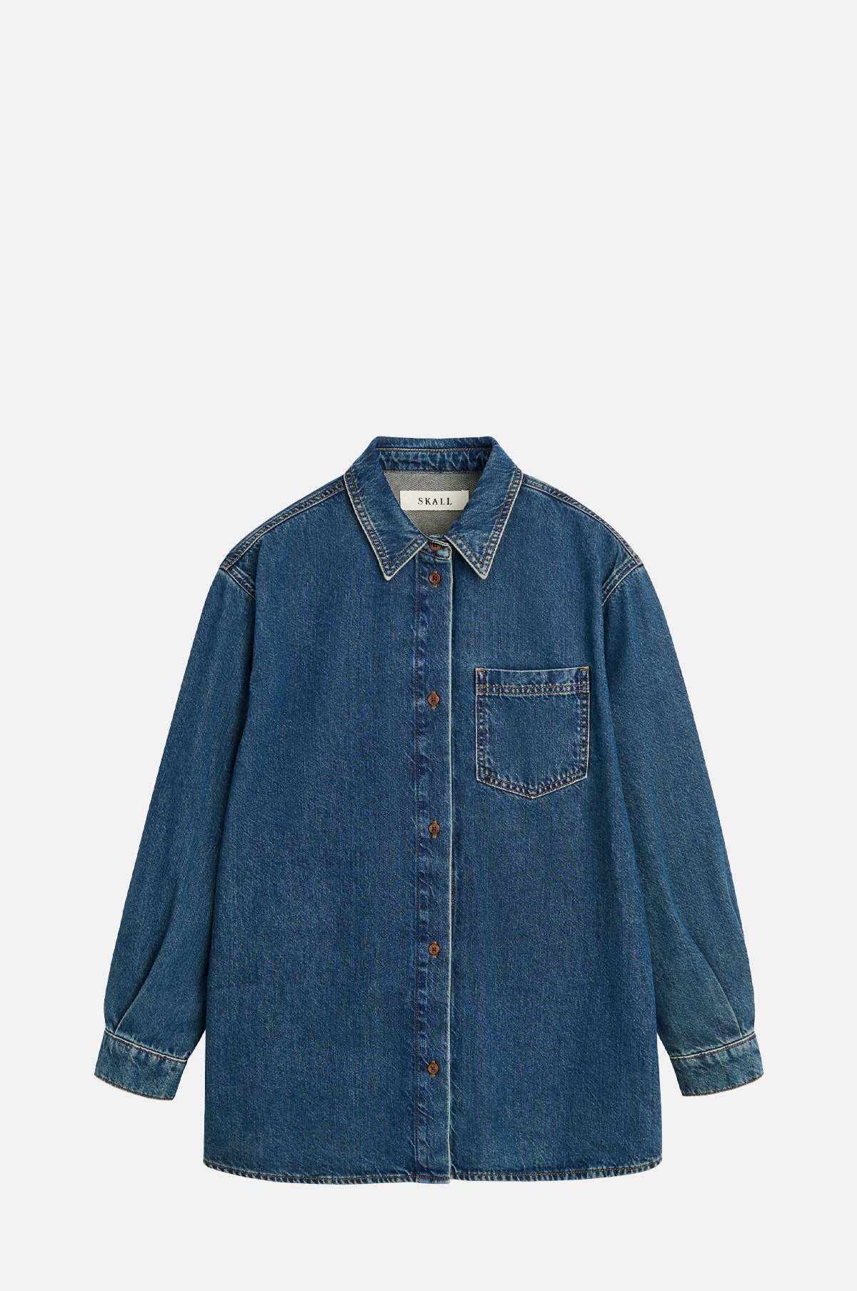 Skall Studio Edgar Shirt Washed Dark Blue.