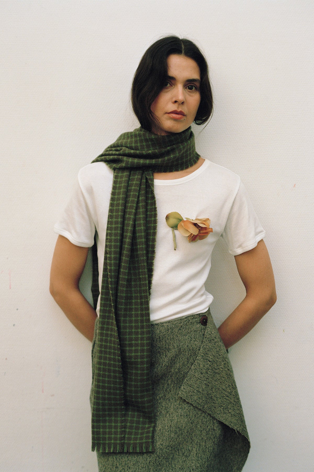 Nadelle Scarf Brown/Green Check