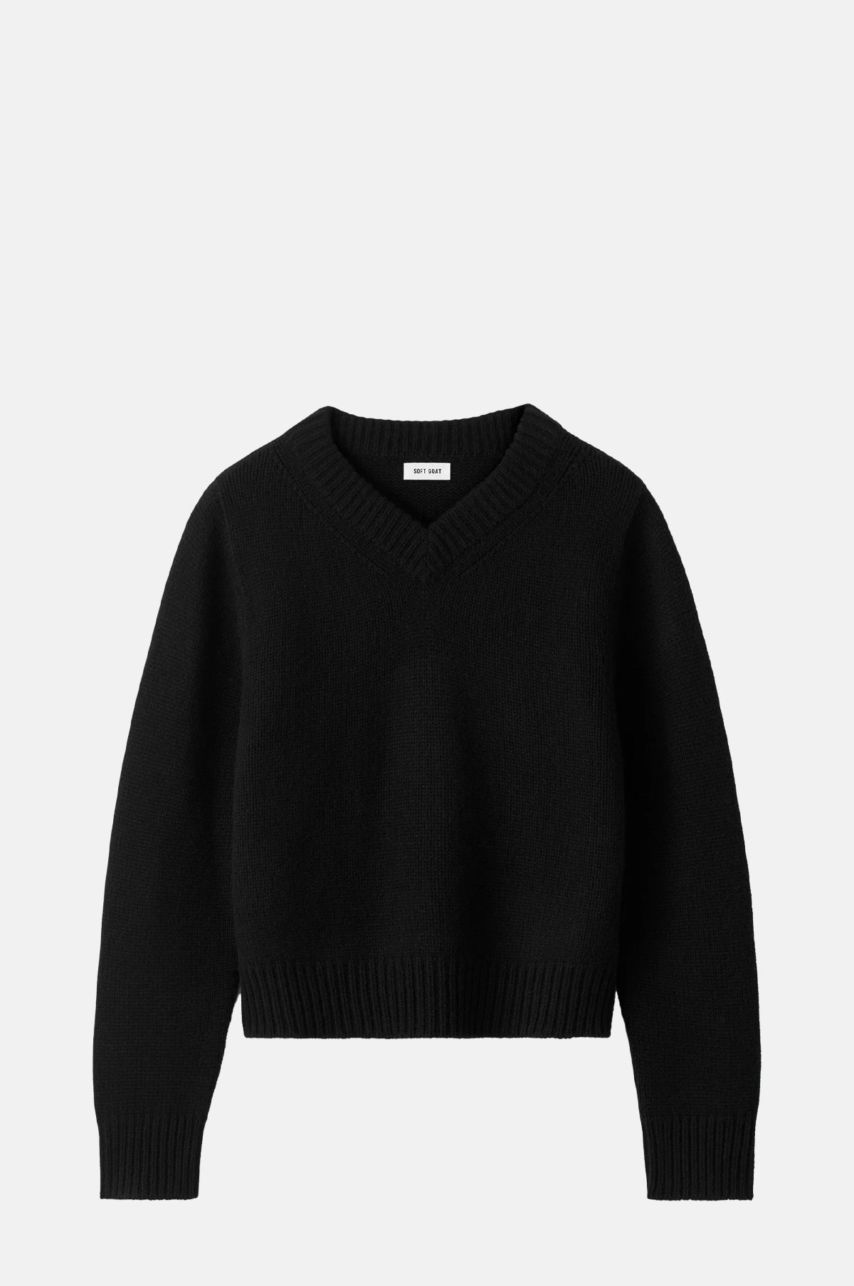 Soft Goat Chunky V Neck Black.