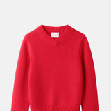Soft Goat Chunky V Neck Rouge.
