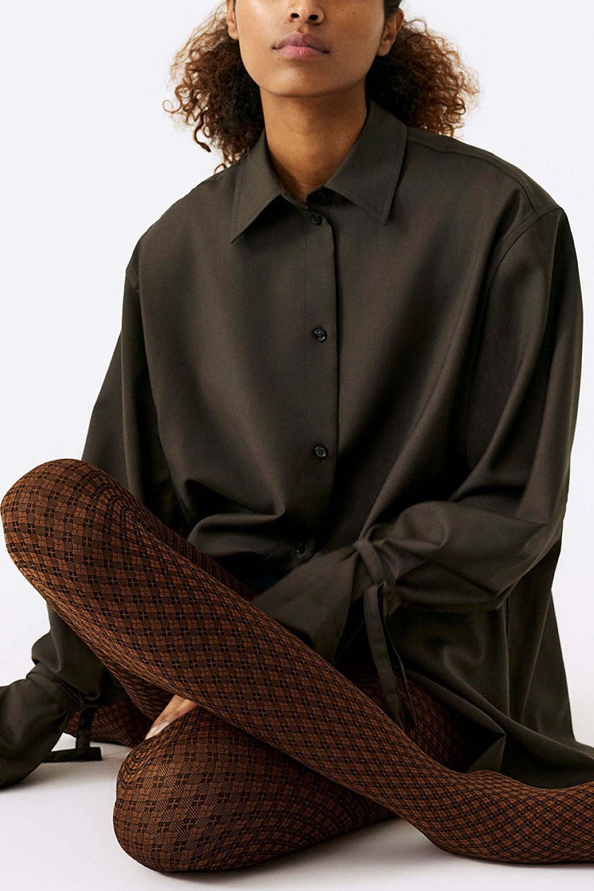Clara Retro Patterned Tights Bourbon