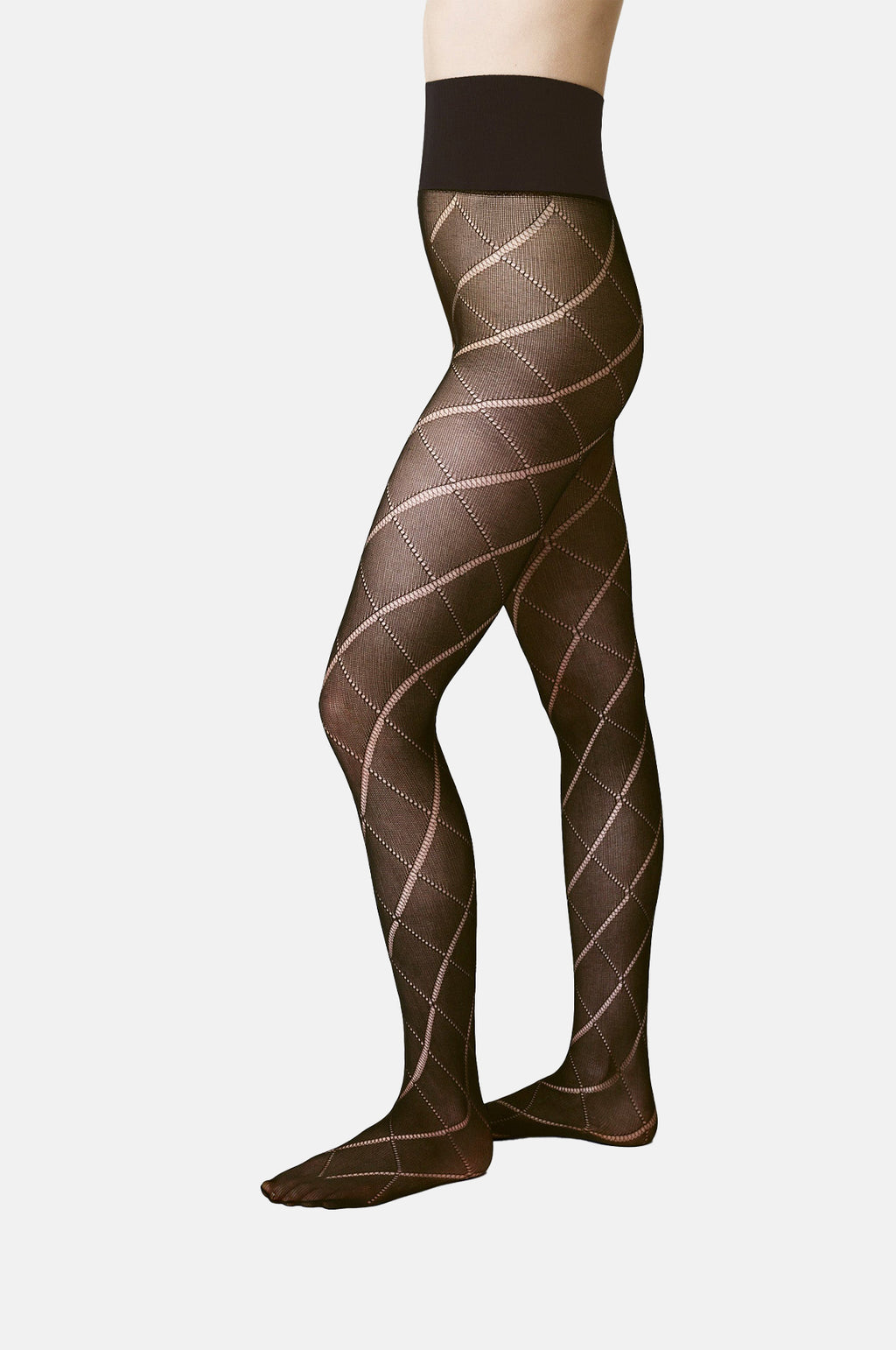Swedish Stockings Kitty Romb Pointelle Tights Espresso.