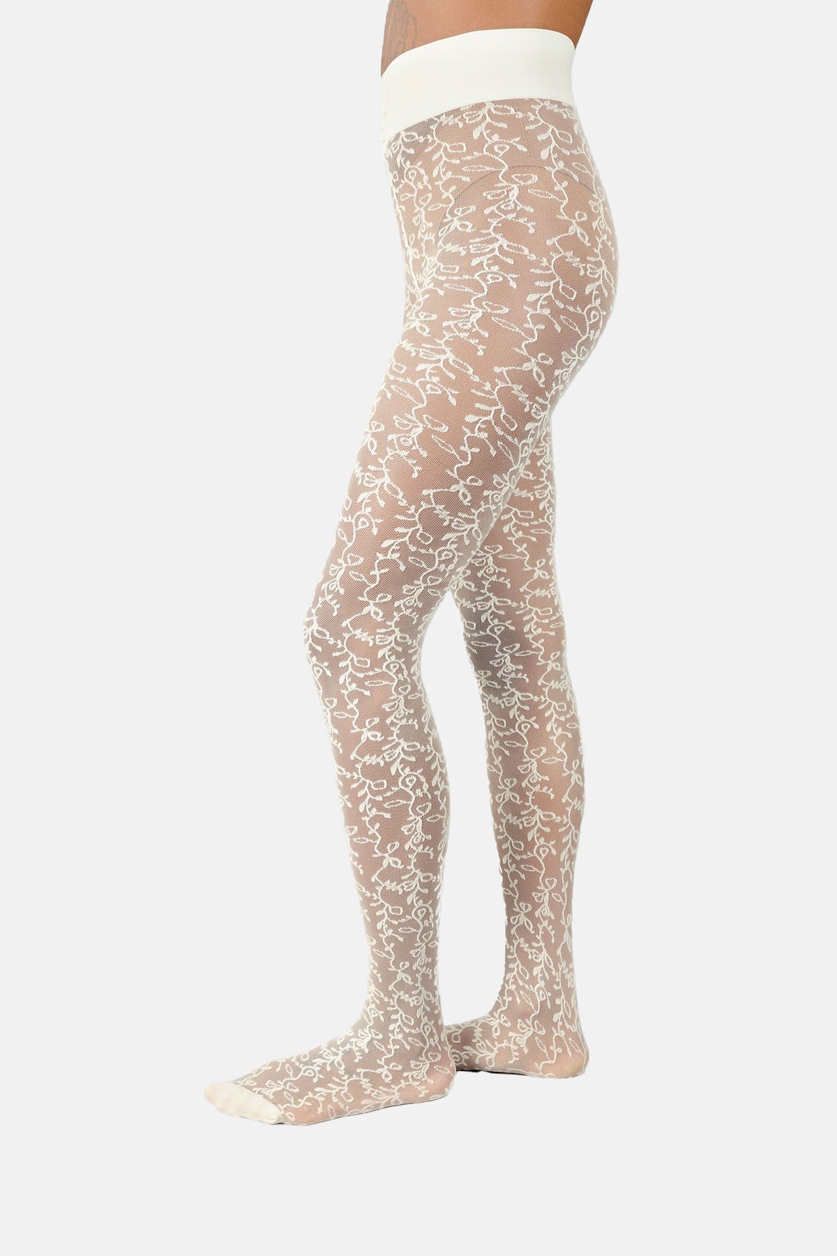 Swedish Stockings Lo Lace Tights Ivory.
