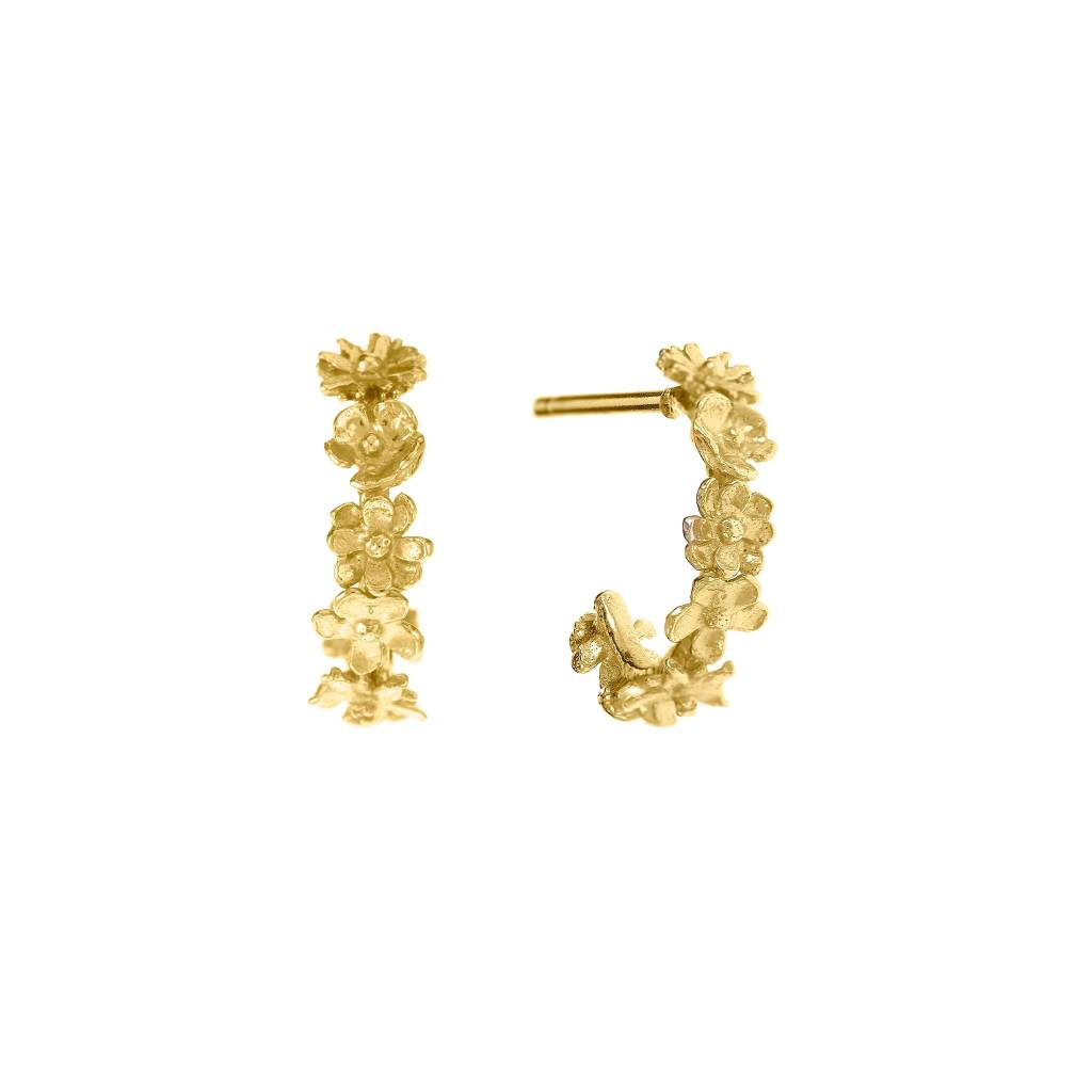 A.M. Floral Mini Hoop Earrings 18ct Solid Gold